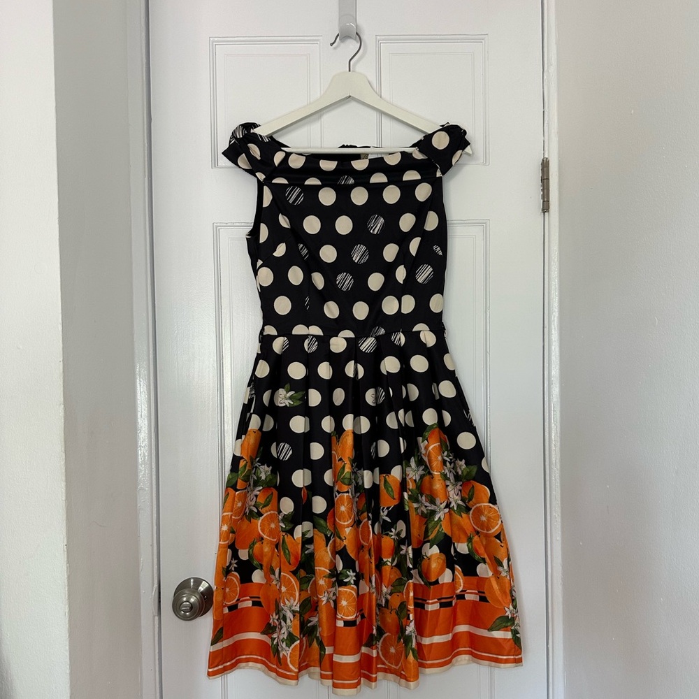 Lindy Bop Sunny Days Orange Fit and Flare Cocktail Dress